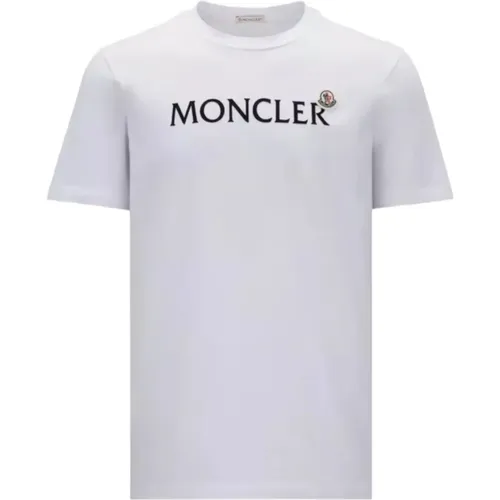 Logo T-Shirt Weiß Rundhals Kurzarm , Herren, Größe: 3XL - Moncler - Modalova