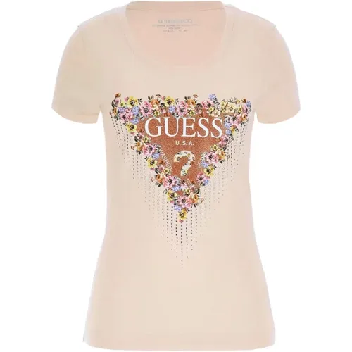 Kurzarm T-Shirt , Damen, Größe: M - Guess - Modalova