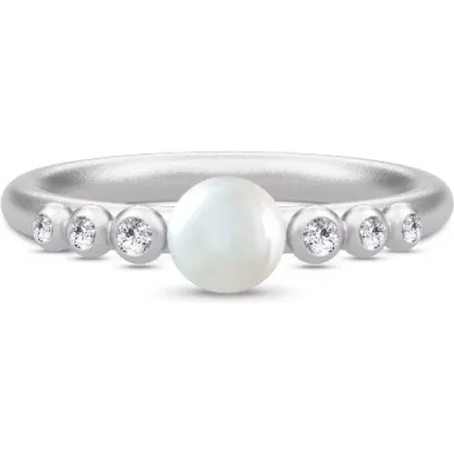 Klassischer Perla Ring mit weißer Perle , Damen, Größe: 58 MM - Julie Sandlau - Modalova