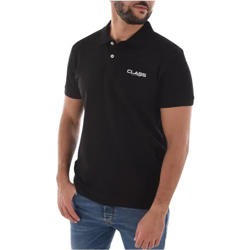 Schwarzes Baumwoll-Polo-Shirt Kurzarm , Herren, Größe: L - Cavalli Class - Modalova