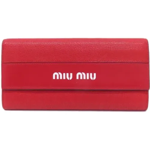 Pre-owned Leather wallets , female, Sizes: ONE SIZE - Miu Miu Pre-owned - Modalova