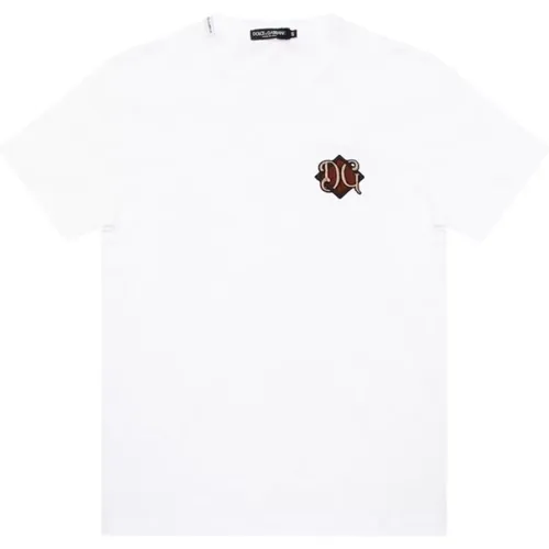 Embroidered Signature T-Shirt , male, Sizes: S, XS, XL - Dolce & Gabbana - Modalova