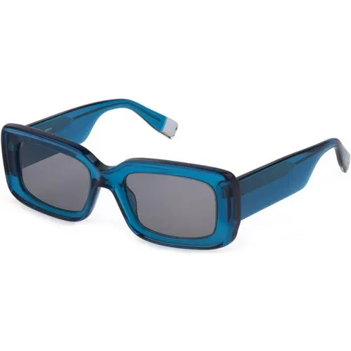 Blaue Acetat Damen Sonnenbrille mit Schwarzen Gläsern - Furla - Modalova