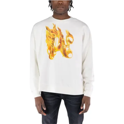Burning Monogram Sweatshirt , male, Sizes: L, M, S - Palm Angels - Modalova