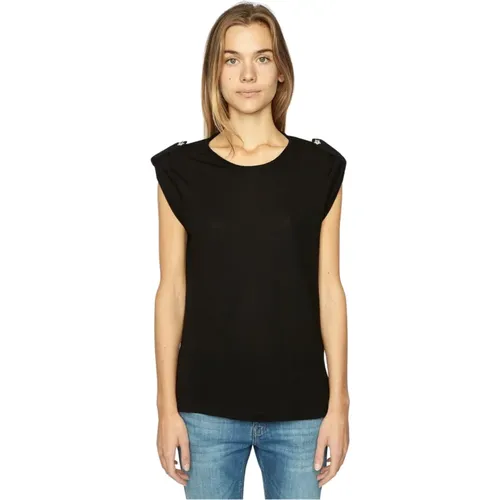 Schwarzes T-Shirt mit Sternendetail , Damen, Größe: S - Zadig & Voltaire - Modalova