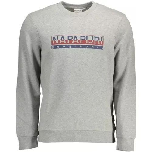 Graues Baumwoll-Sweatshirt mit Logodruck , Herren, Größe: S - Napapijri - Modalova