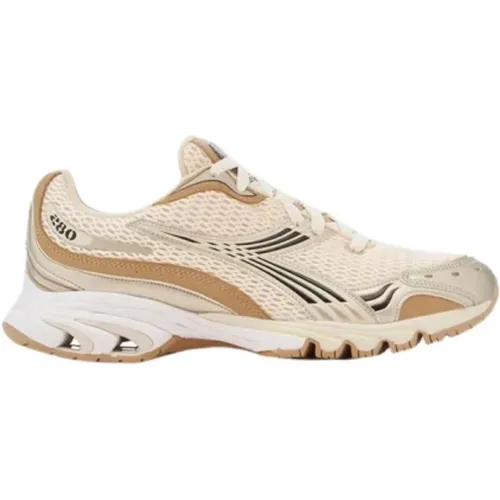 Beige Wildleder Sneakers mit Schweinsleder Details , Damen, Größe: 38 EU - Diadora - Modalova