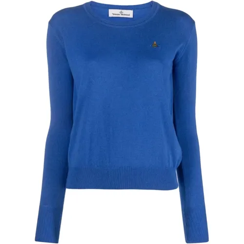 Blauer Orb-bestickter Pullover , Damen, Größe: M - Vivienne Westwood - Modalova