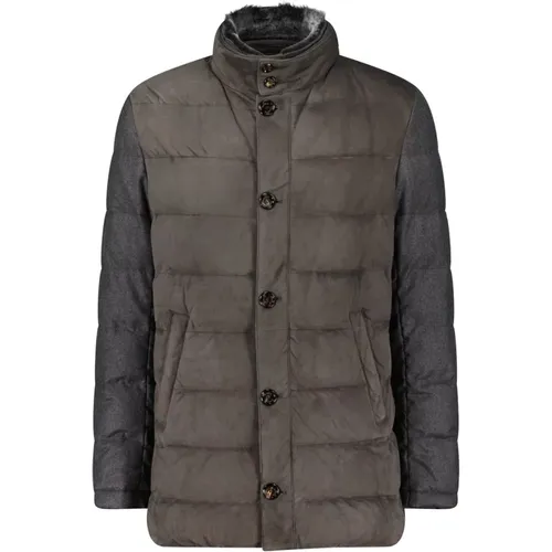 Leather and Wool Mix Jacket , male, Sizes: M - Gimo's - Modalova