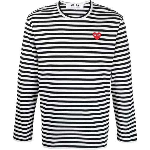 Striped Cotton Sweater Black , male, Sizes: S, XL, 2XL, L - Comme des Garçons Play - Modalova