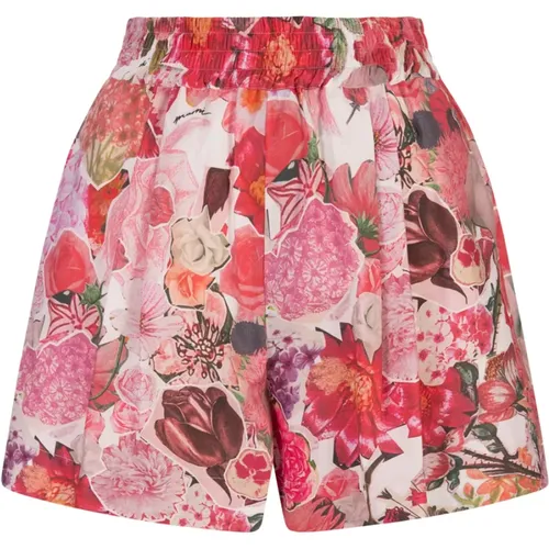 Pink Floral Poplin Shorts , female, Sizes: 2XS, S - Marni - Modalova