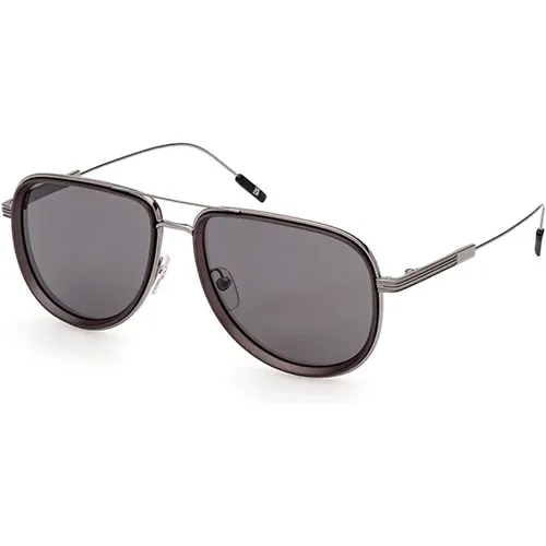 Ez0218-08A Anthracite Grey Sunglasses , male, Sizes: 57 MM - Ermenegildo Zegna - Modalova