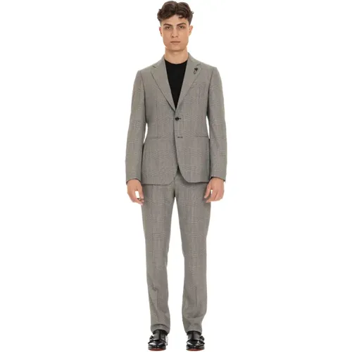 Grey Wool Prince of Wales Dress , male, Sizes: M, L - Lardini - Modalova