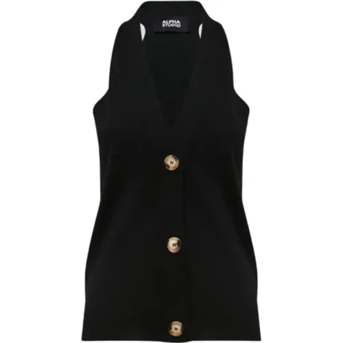 Button Vest , female, Sizes: S, M - Alpha Studio - Modalova