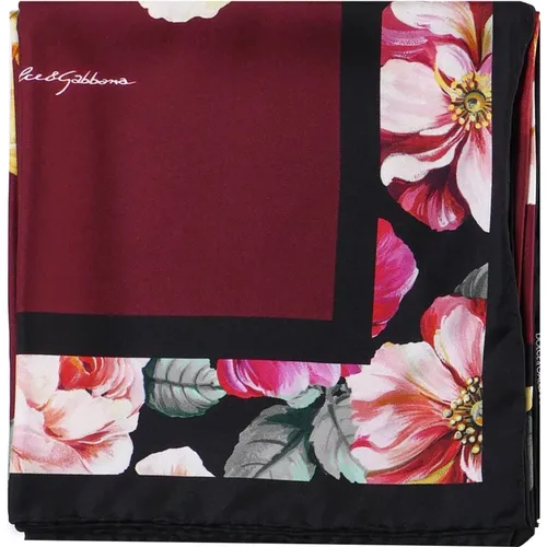 Burgundy Floral Silk Scarf , female, Sizes: ONE SIZE - Dolce & Gabbana - Modalova