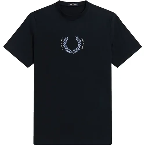Laurel Wreath Graphic Teeavy-S , male, Sizes: S - Fred Perry - Modalova