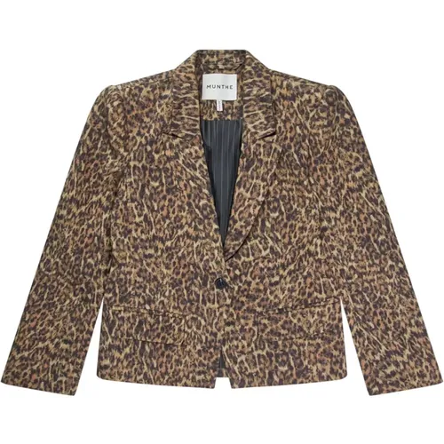 Stylish Blazer with All-Over Print , female, Sizes: S, 2XL, M - Munthe - Modalova