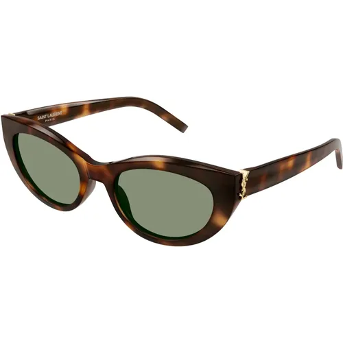 Havana/Grey Green Sonnenbrille SL M115 , Damen, Größe: 54 MM - Saint Laurent - Modalova