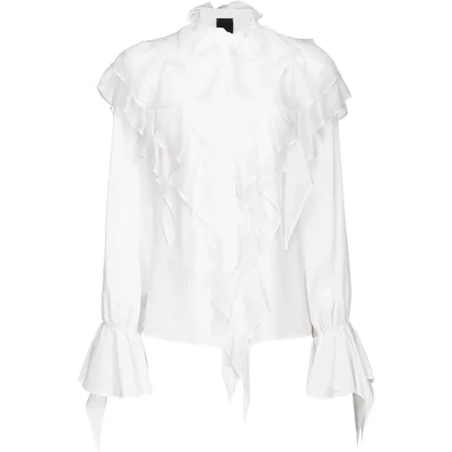 Silk Ruffled Shirt , female, Sizes: XS, S - pinko - Modalova