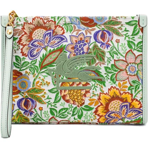 Floral Jacquard Medium Pouch with Embroidered Logo , female, Sizes: ONE SIZE - ETRO - Modalova