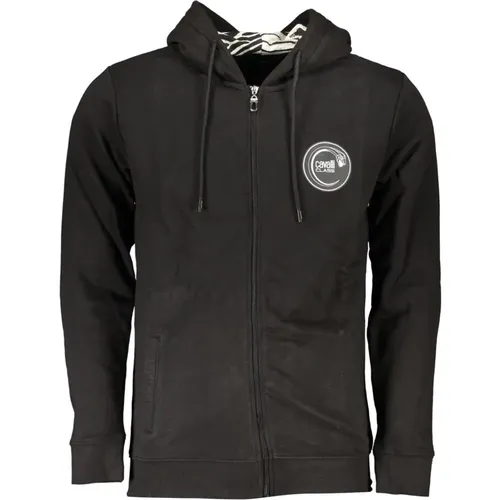 Kapuzenpullover Schwarz Langarm Logo , Herren, Größe: M - Cavalli Class - Modalova