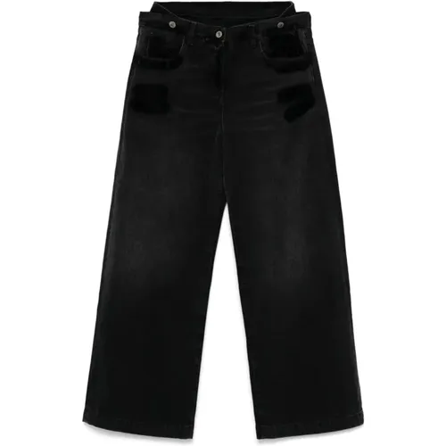 Schwarze Distressed Denim Wide Leg Jeans , Damen, Größe: W26 - The Attico - Modalova