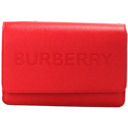 Rote Leder Crossbody Tasche mit Geprägtem Logo - Burberry - Modalova