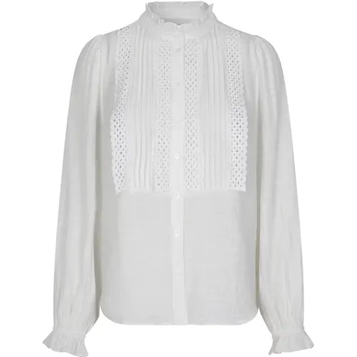 Bestickte Bluse mit Rüschen Weiß , Damen, Größe: M - Lollys Laundry - Modalova