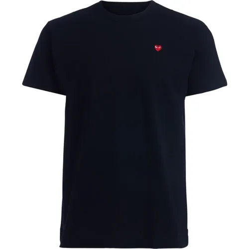 Schwarzes Herren T-Shirt mit rotem Herz , Herren, Größe: XL - Comme des Garçons Play - Modalova