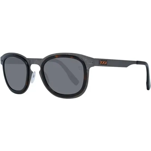 Gunmetal Ovale Sonnenbrille mit Grauen Gläsern - Ermenegildo Zegna - Modalova