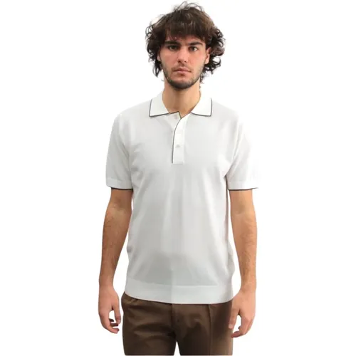 Weißes Polo-Shirt mit Kurzen Ärmeln , Herren, Größe: M - Paolo Pecora - Modalova