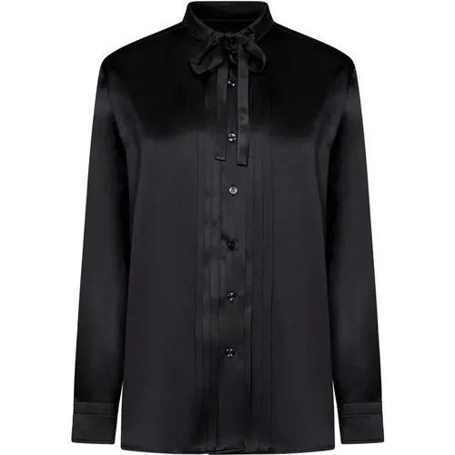 Silk Satin Shirt Lavallière Smocking , female, Sizes: S, M - Tom Ford - Modalova