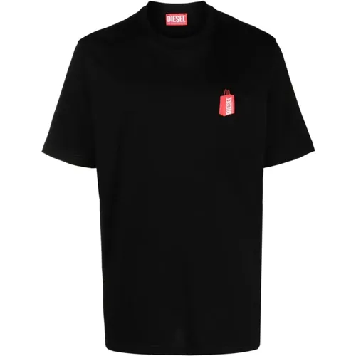 Schwarze Logo Print T-shirts und Polos , Herren, Größe: M - Diesel - Modalova
