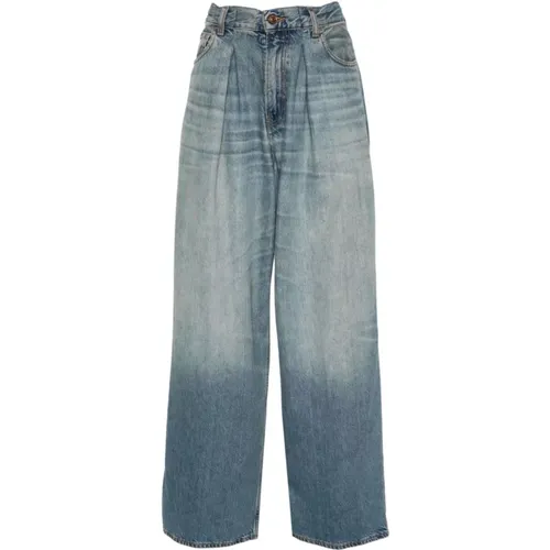 Blaue Faded Wide Leg Jeans , Damen, Größe: W24 - Haikure - Modalova