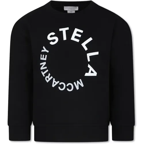 Schwarzer Baumwollpullover mit Rundem Logo - Stella Mccartney - Modalova