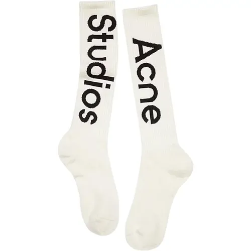 Weiße hohe Socken mit Inschrift - Acne Studios - Modalova