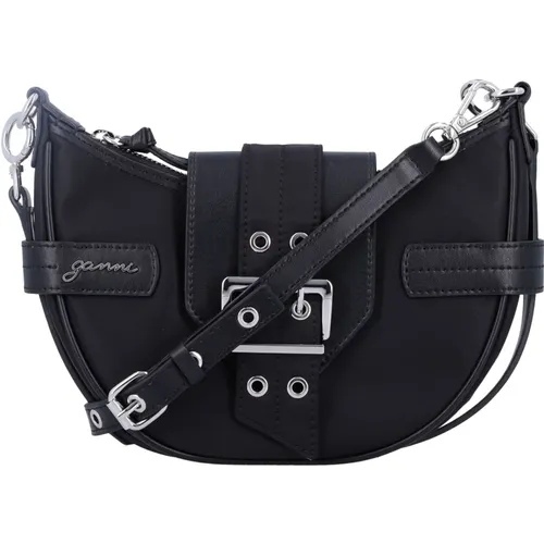 Schwarze Nylon-Handtasche mit Einzigartigem Design - Ganni - Modalova