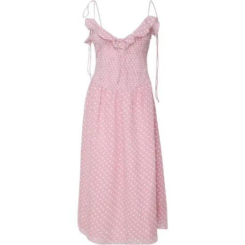 Retro Ruffled Neckline Dress , female, Sizes: L, XS - For Love & Lemons - Modalova