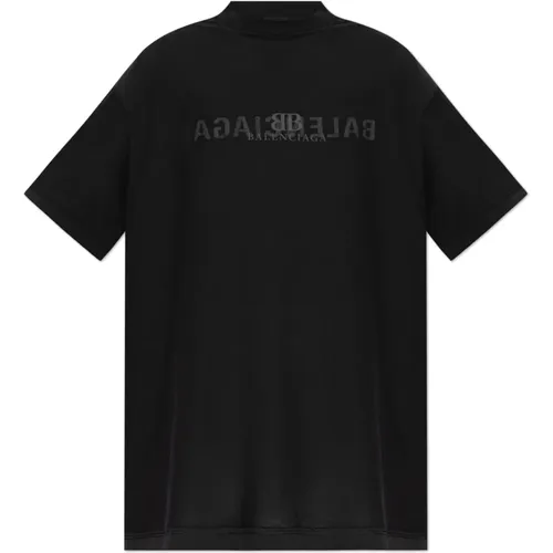 T-shirt with logo , male, Sizes: M - Balenciaga - Modalova