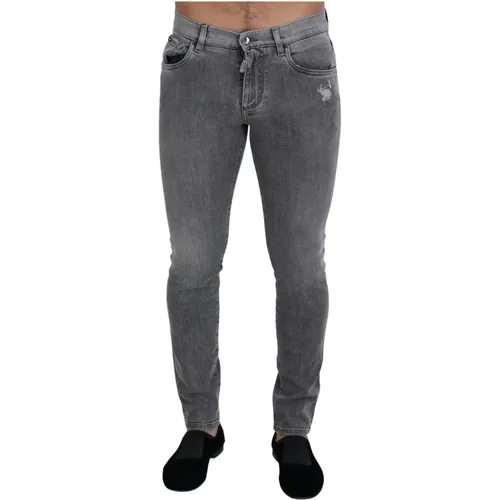Graue Gewaschene Skinny Denim Jeans - Dolce & Gabbana - Modalova
