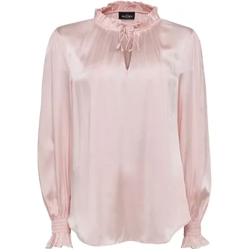 Elegante Rosa Seidenbluse , Damen, Größe: 2XL - SAND - Modalova