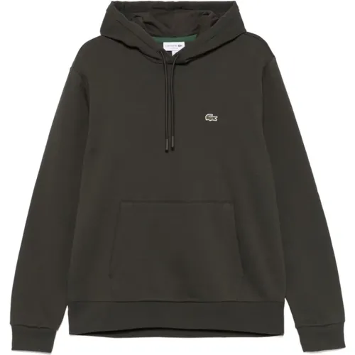 Grüner Kapuzenpullover Jersey Besticktes Logo , Herren, Größe: S - Lacoste - Modalova