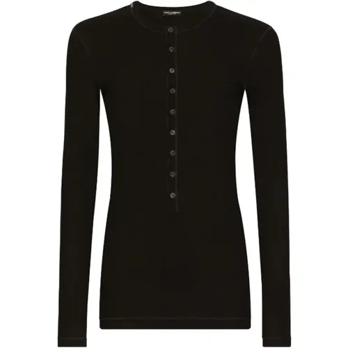 Stilvolles Button-Up Langarm-Oberteil , Herren, Größe: L - Dolce & Gabbana - Modalova