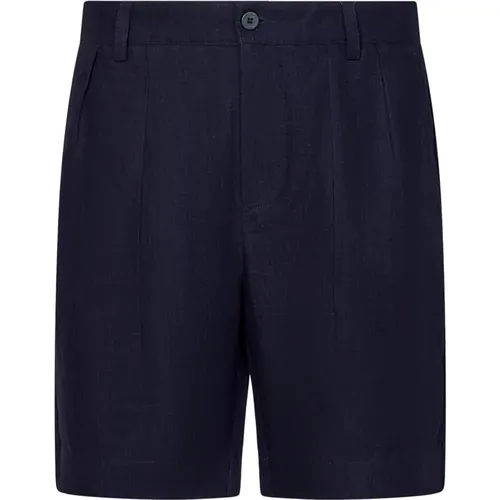 Linen Shorts with Front Pleat , male, Sizes: L - Sease - Modalova