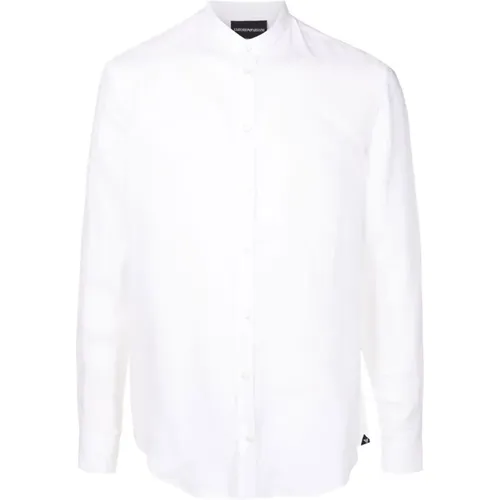 Linen Mao Shirt , male, Sizes: M, L, XL, 5XL, 3XL, 4XL, 2XL - Emporio Armani - Modalova