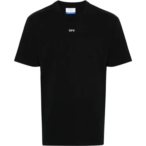 Schwarzes Grafikdruck Baumwoll T-shirt , Herren, Größe: 2XL - Off White - Modalova