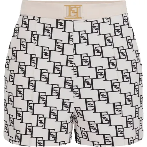 Shorts mit hohem Bund und Logo-Print , Damen, Größe: XS - Elisabetta Franchi - Modalova