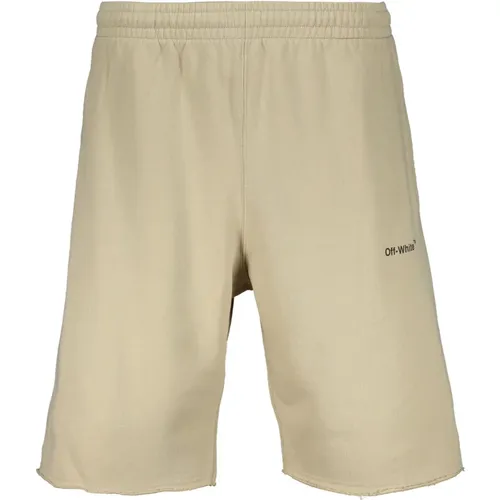 Baumwoll Bermuda Shorts mit elastischem Bund , Herren, Größe: XL - Off White - Modalova