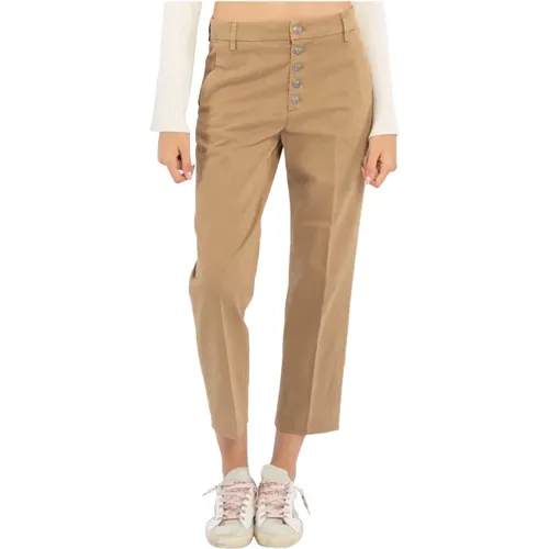 Chino Trousers with Jewel Button , female, Sizes: W28, W29 - Dondup - Modalova