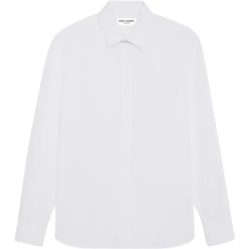 Cotton Poplin Pointed Collar Shirt , male, Sizes: M, XL, 2XL - Saint Laurent - Modalova